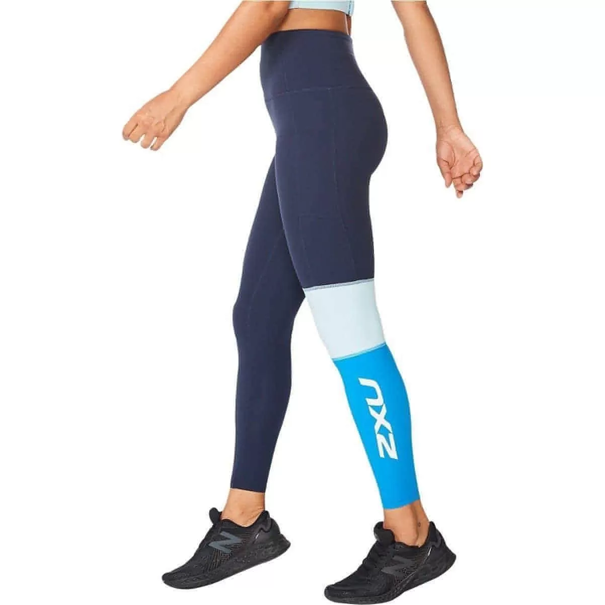 2XU Form Block Hi Rise Compression Womens Long Running Tights - Navy