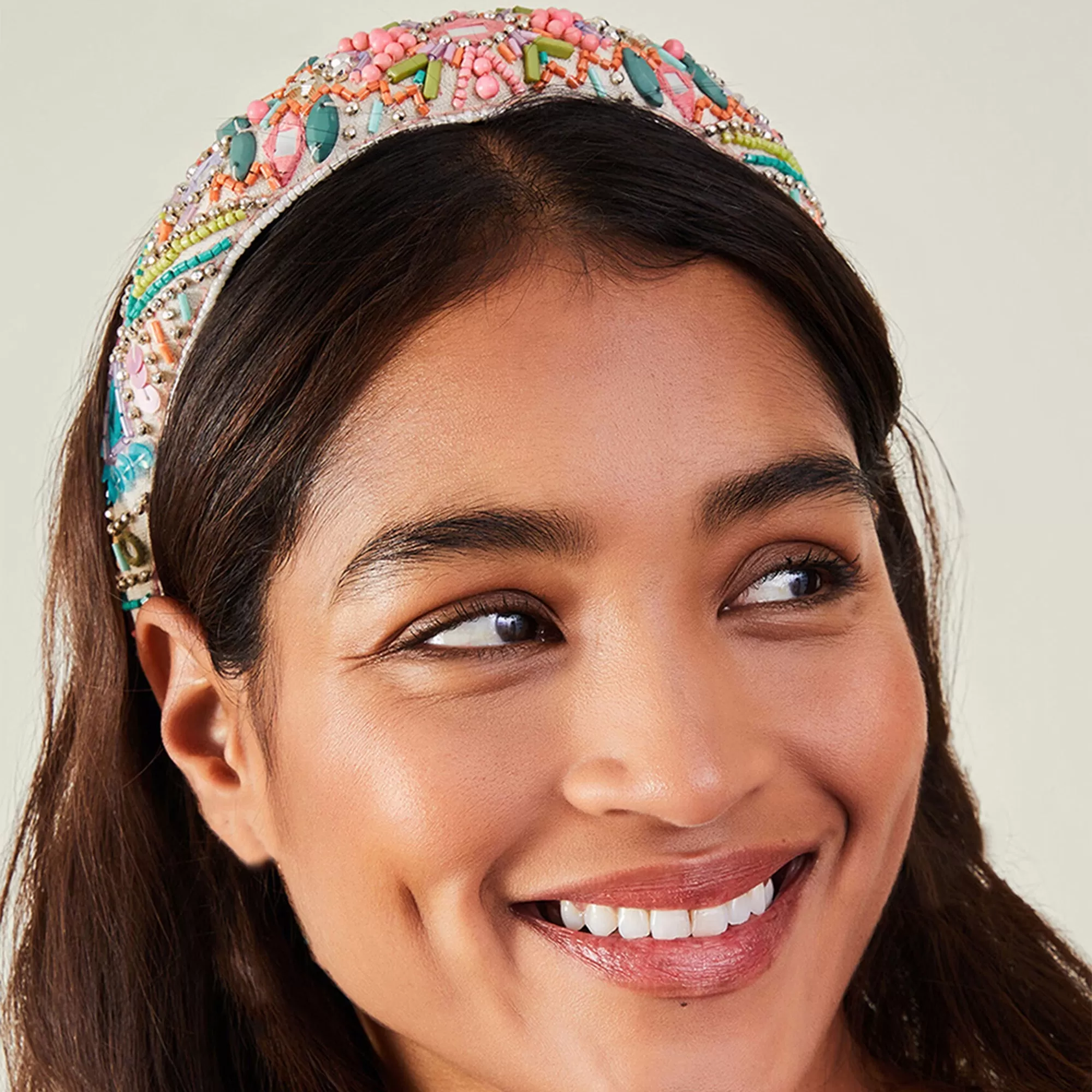 Accessorize London Women's Pink Bead Mirror Headband