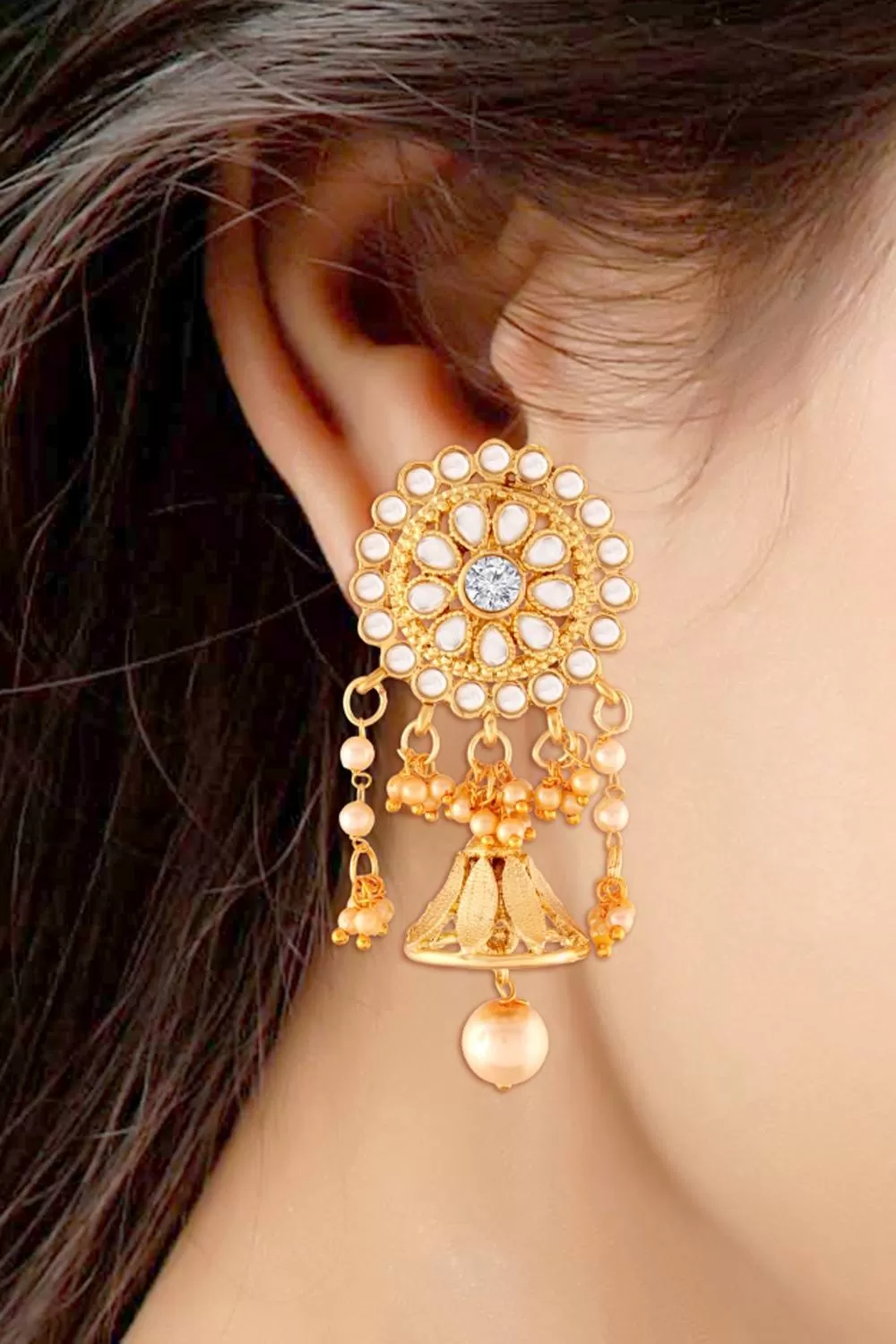 Alloy Large Dangle Earrings in Gold