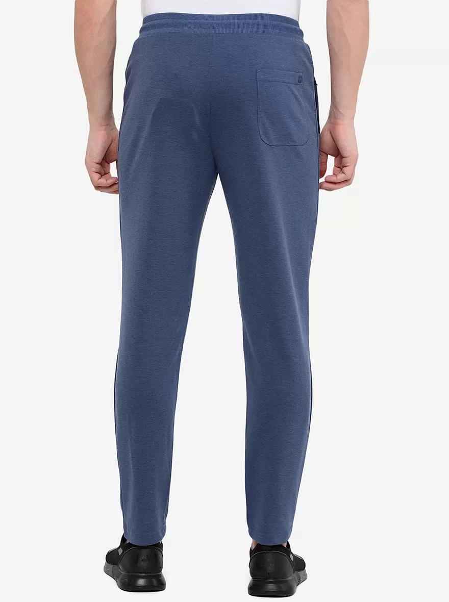 Aqua Blue Solid Slim Fit Track Pant | JadeBlue