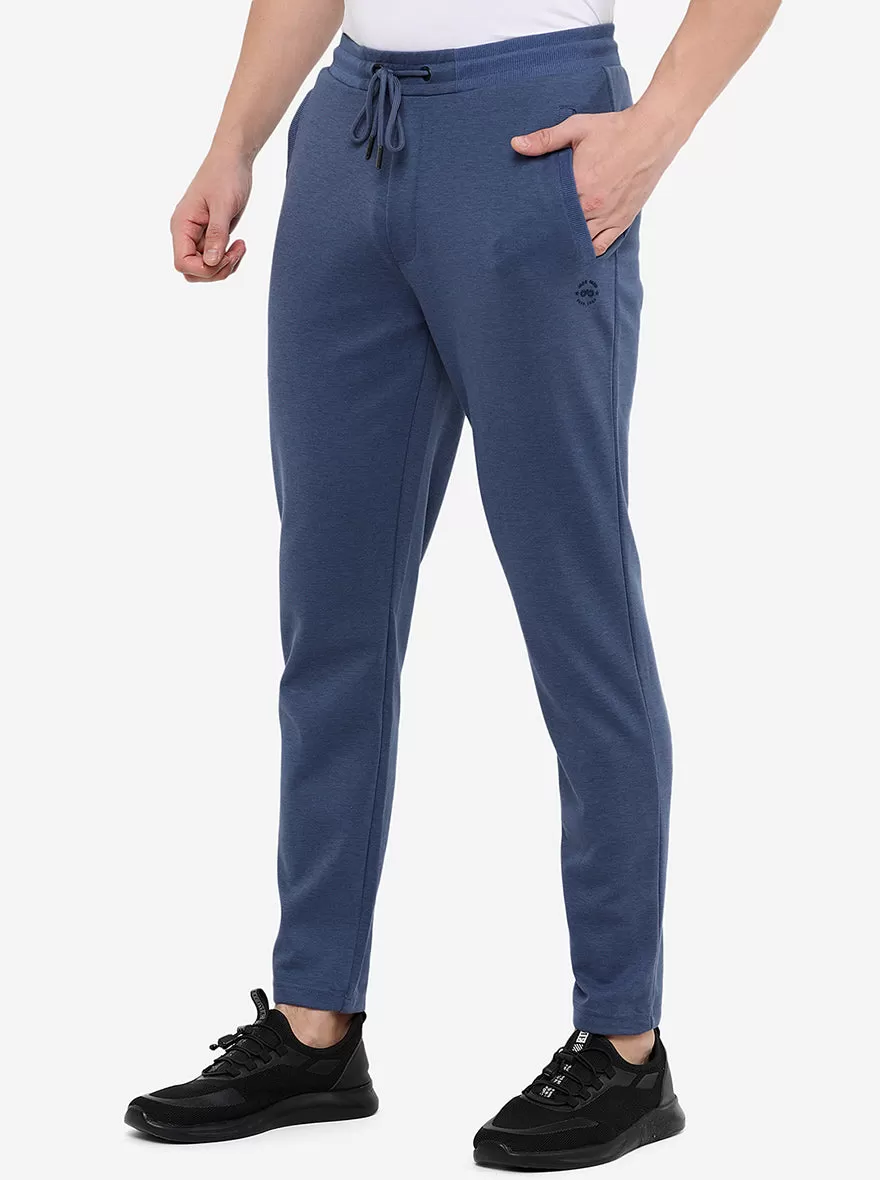 Aqua Blue Solid Slim Fit Track Pant | JadeBlue