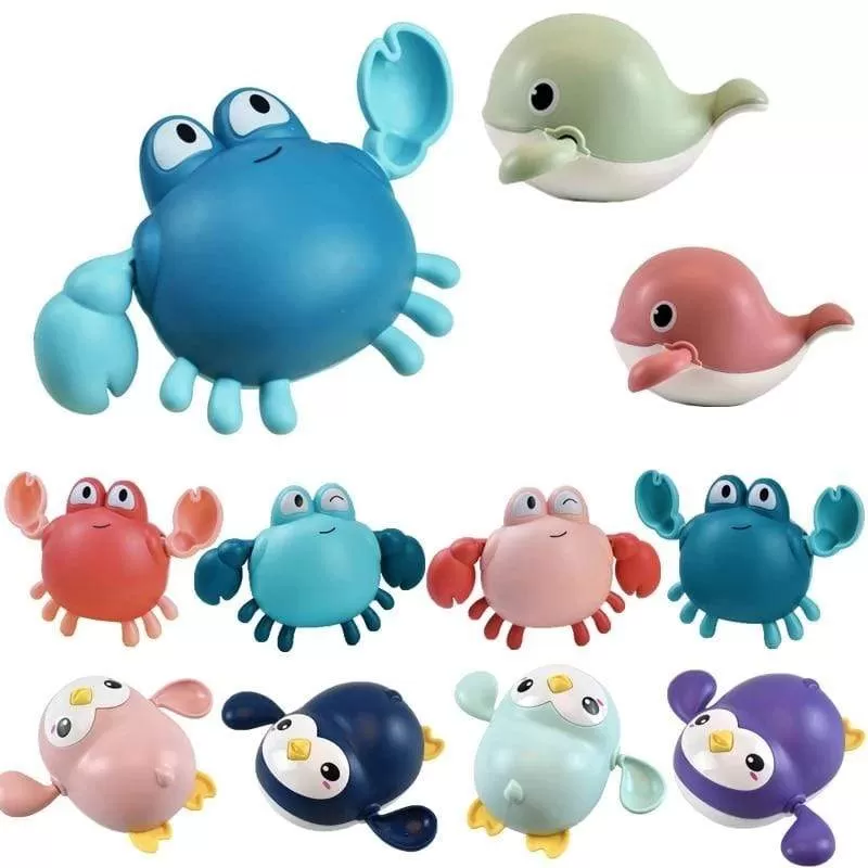 Baby Bath Toys Animal Cute Cartoon Tortoise Crab Classic Baby Water Toy Infant Swim Chain Clockwork Toy For Kid 2020 Newest