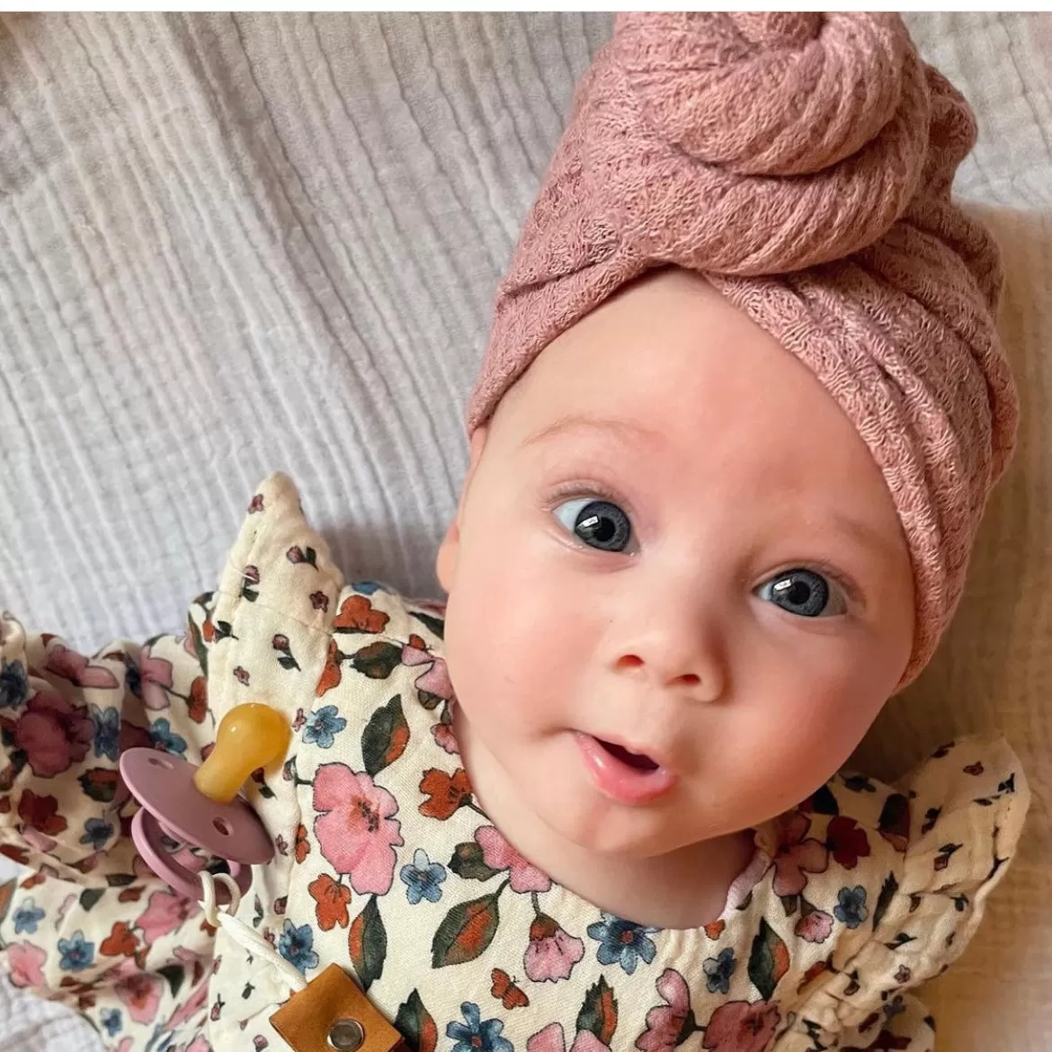 Baby Knitted Twirl Turban — Blush