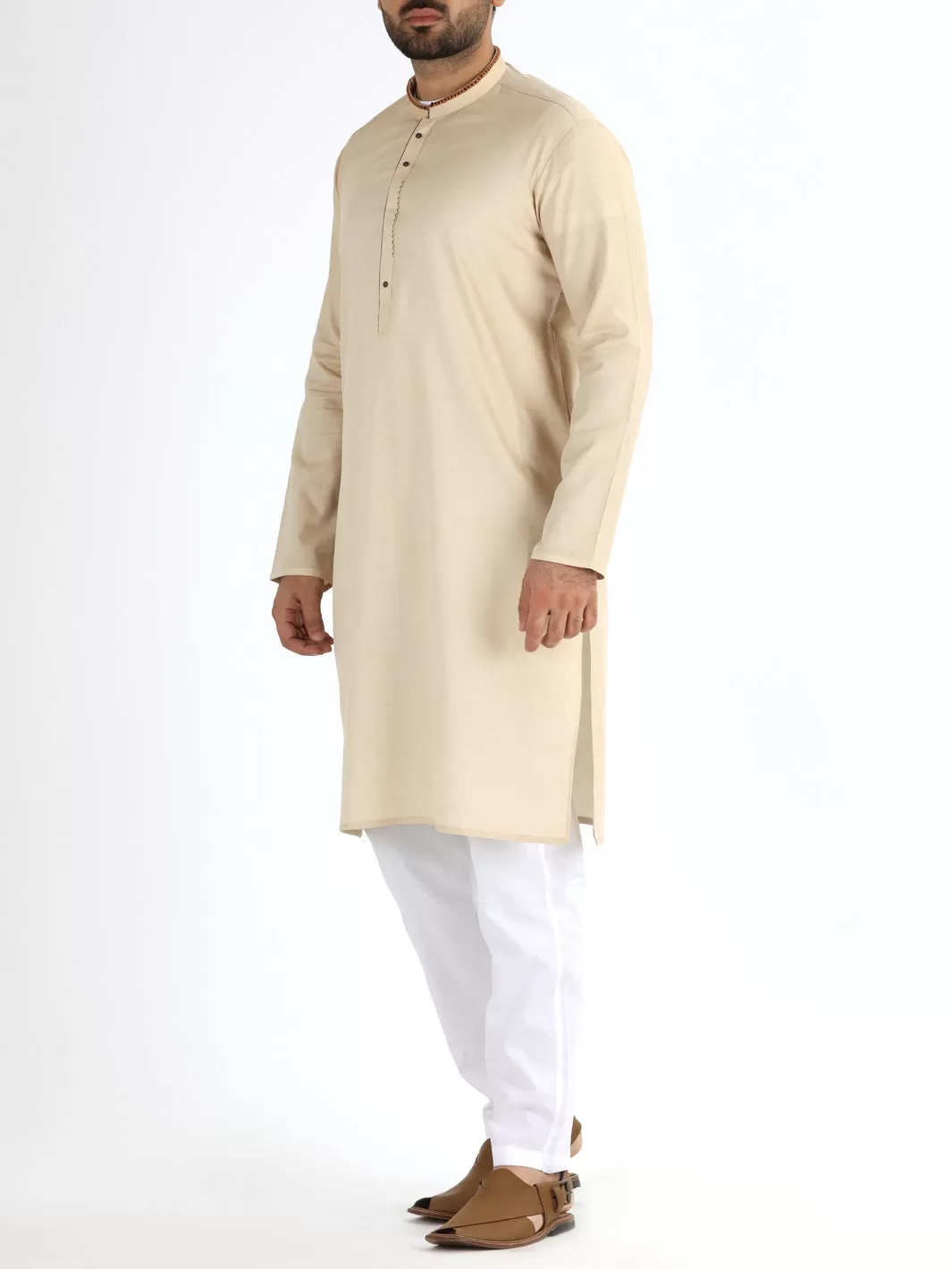 Beige Blended Kurta - AL-K-842