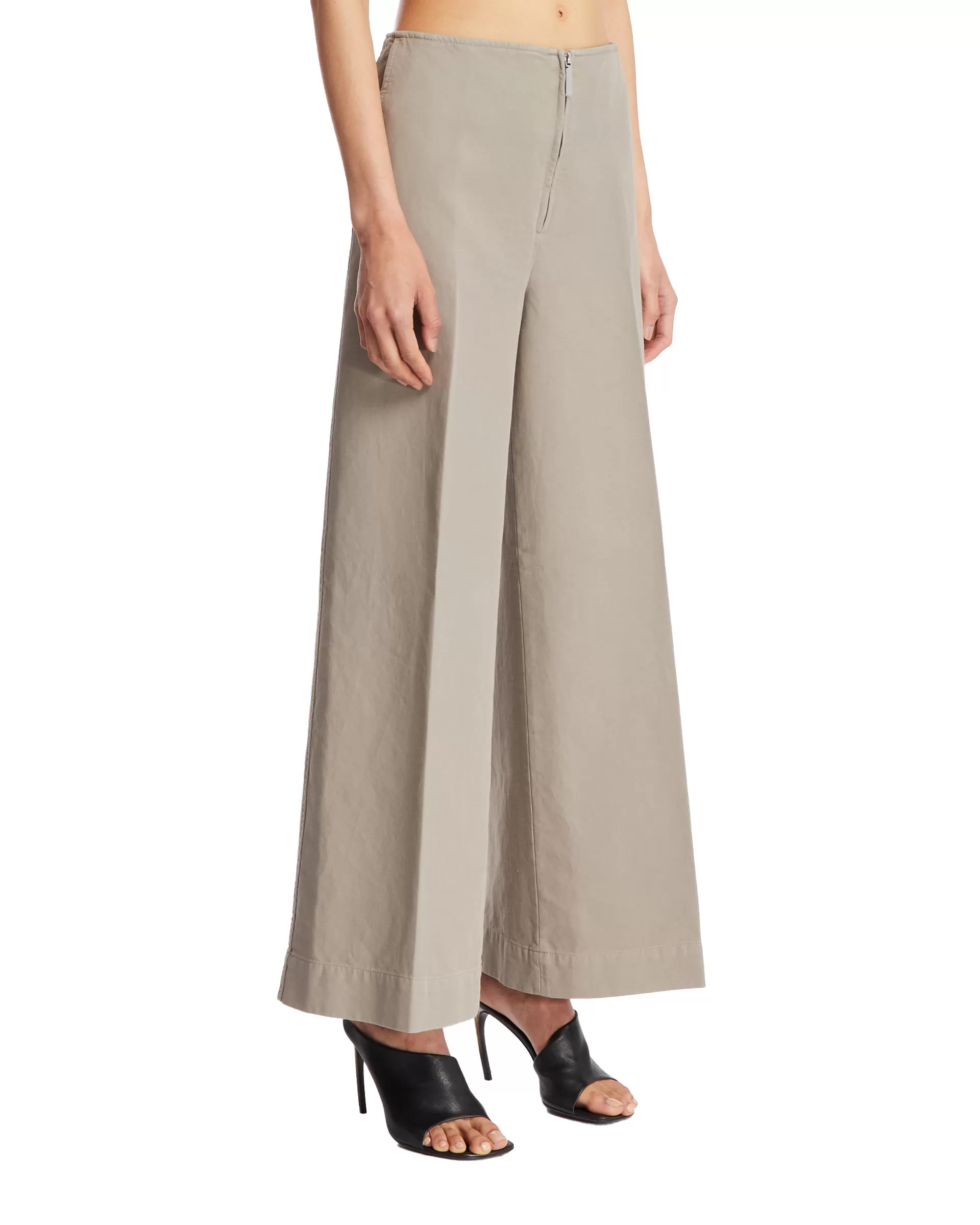 Beige Wide Leg Trousers