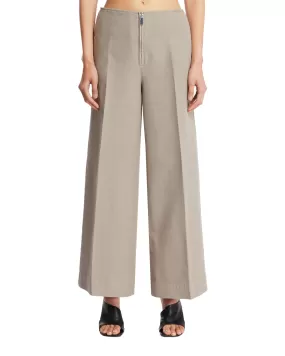 Beige Wide Leg Trousers