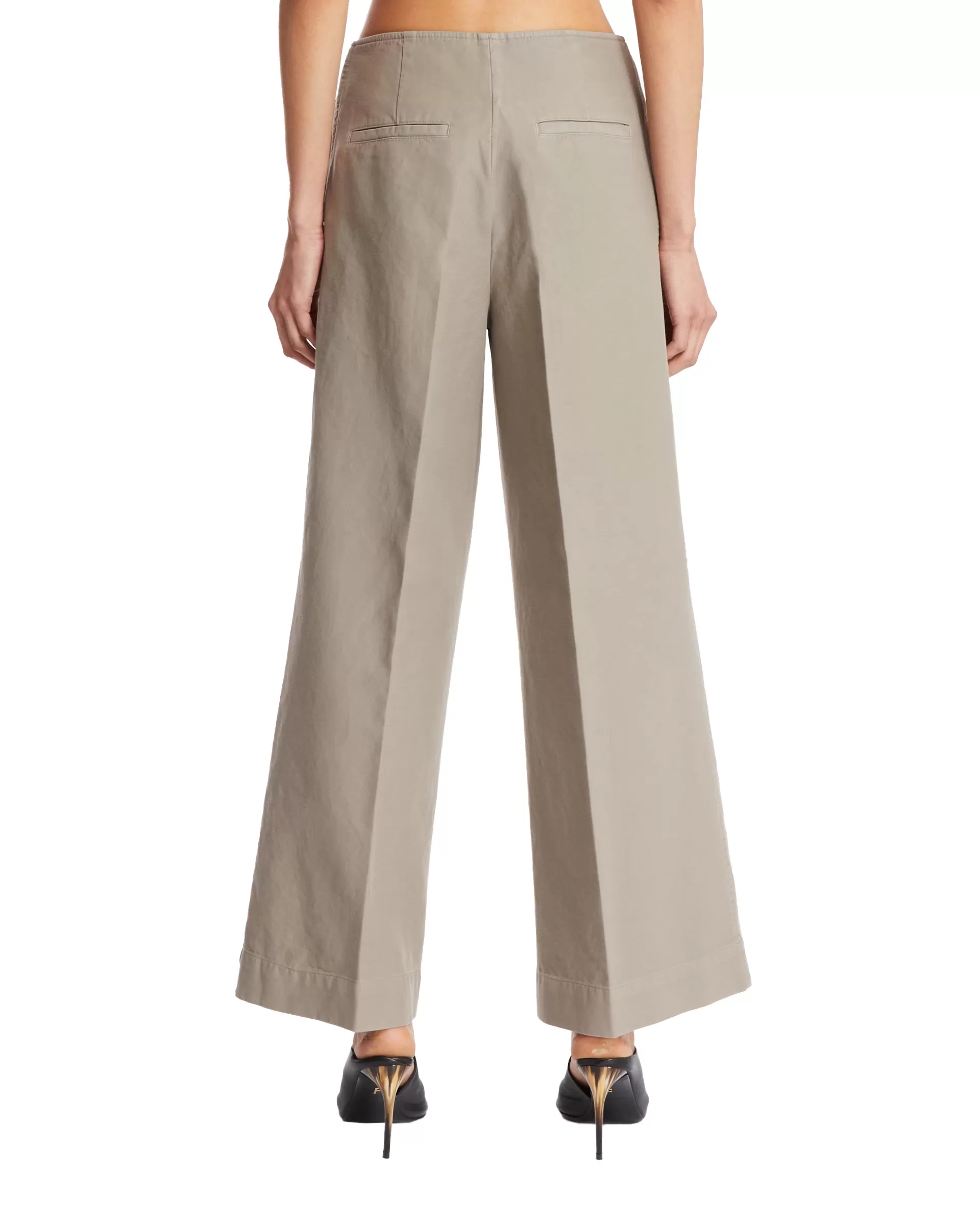 Beige Wide Leg Trousers