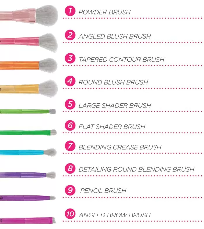 BH Cosmetics - Set de 10 brochas para rostro y ojos Take me back to Brazil