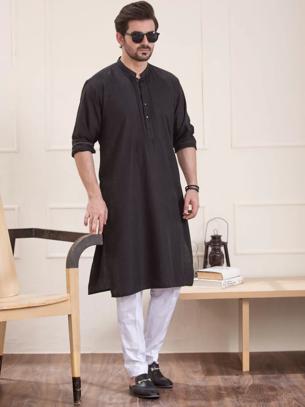 Black Blended Kurta - AL-K-934