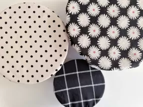 Black Pattern Mix Reusable Bowl Covers, set of three