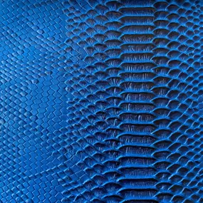 Blue Black Two Tone Faux Viper Sopythana Snake Skin Skin Vinyl Fabric