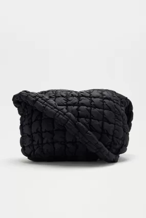 Bubble Quilted Tote Bag - Black