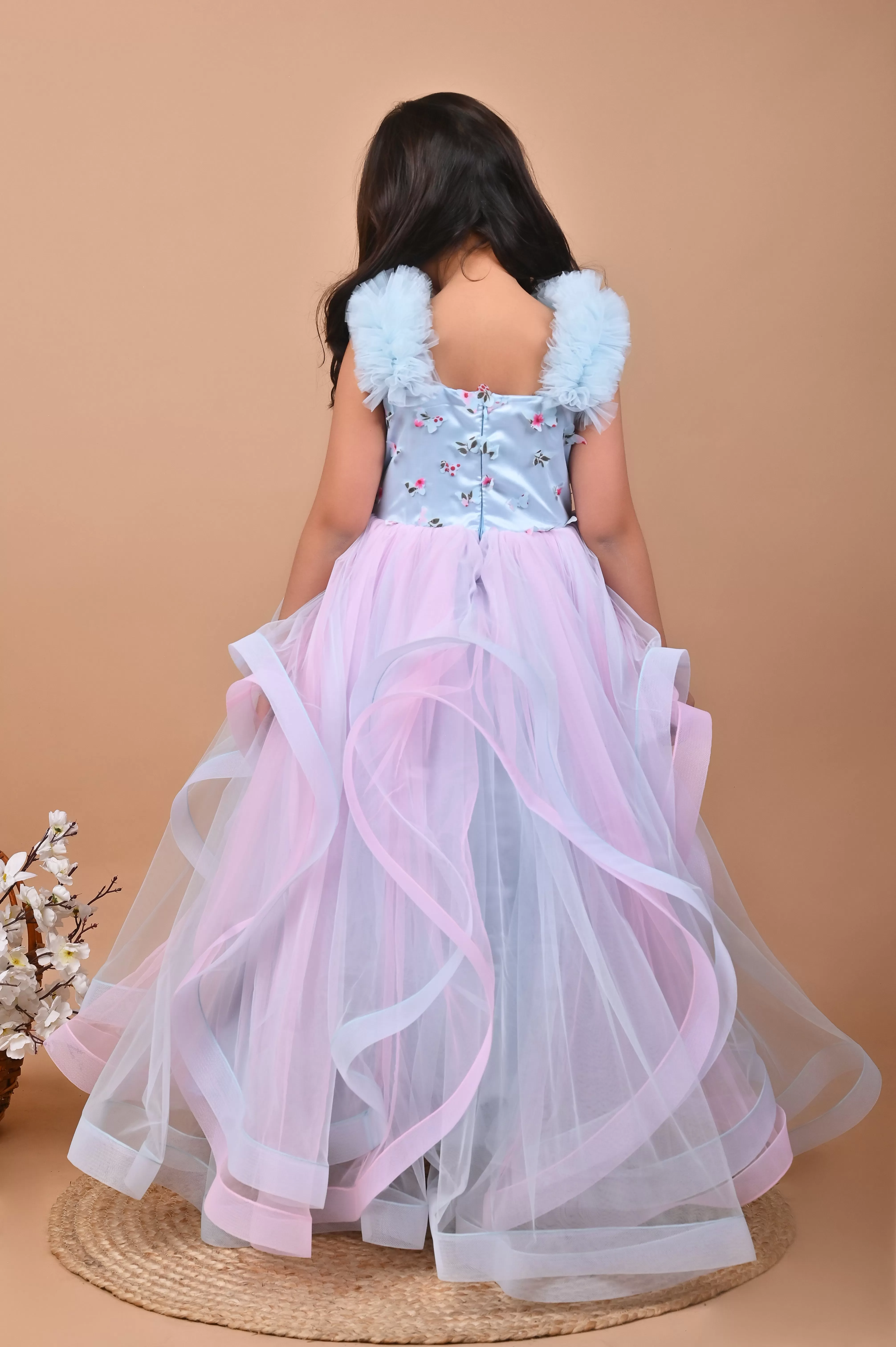 Butterfly Bliss Ruffled Gown