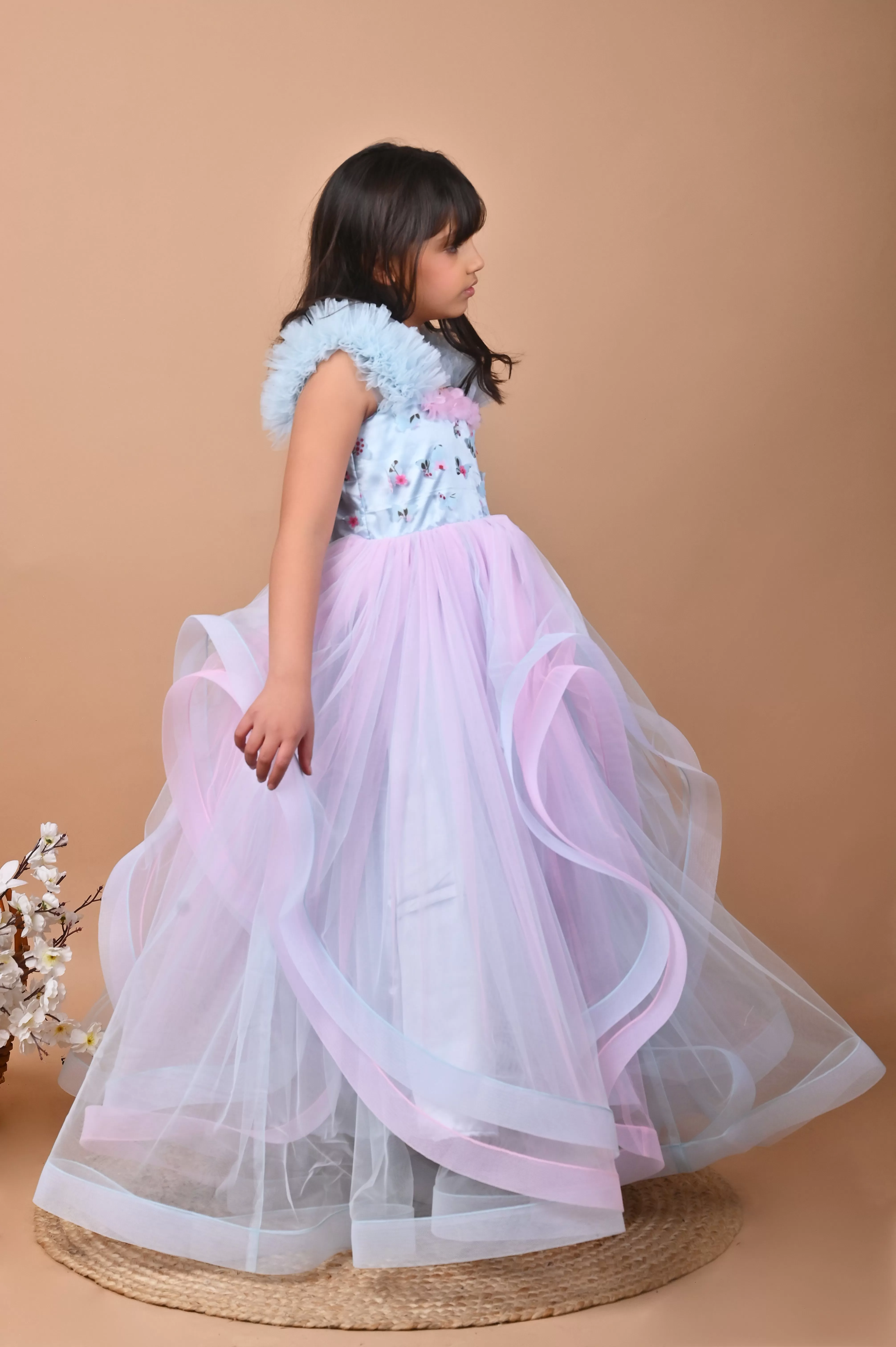 Butterfly Bliss Ruffled Gown