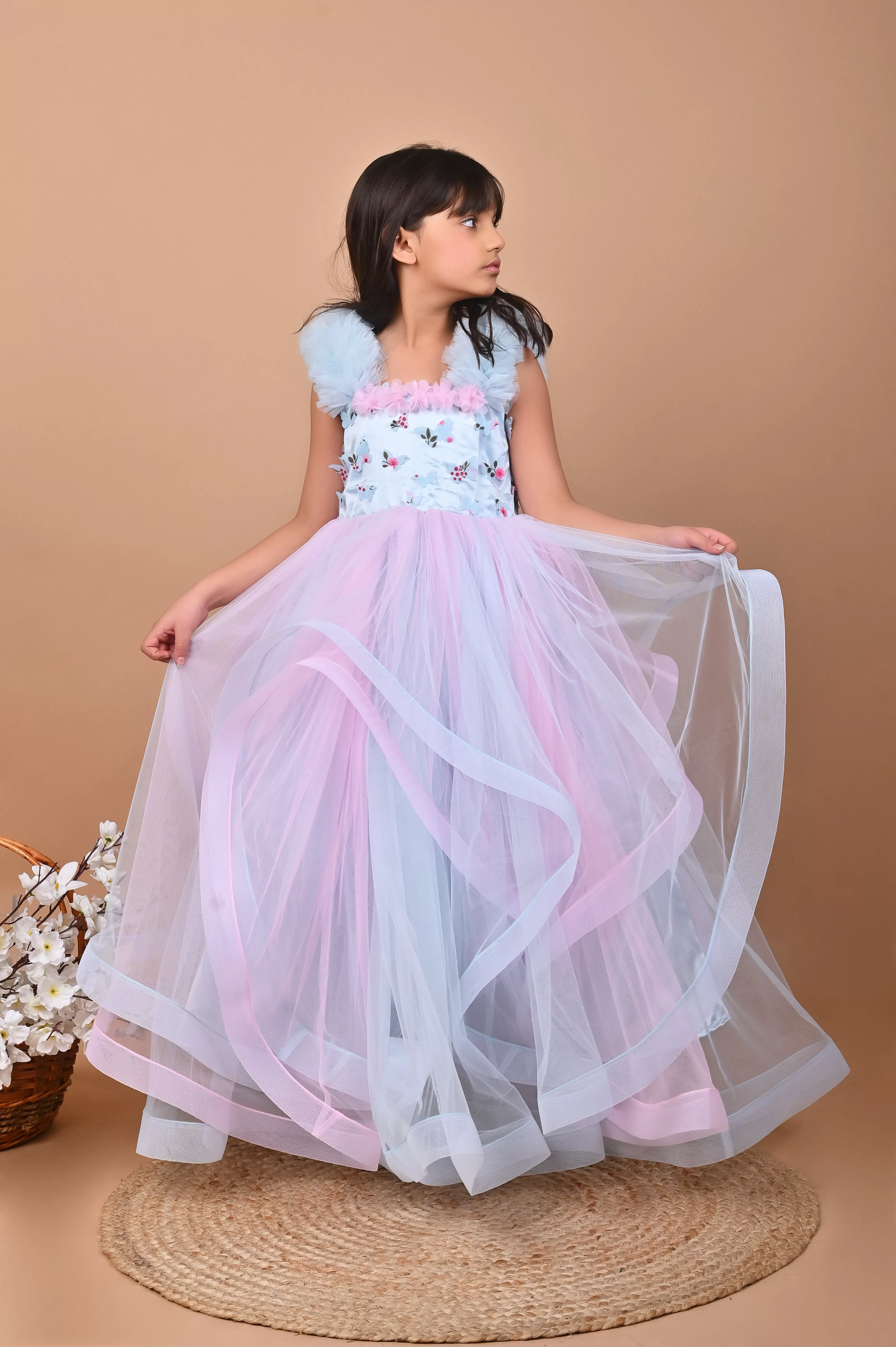 Butterfly Bliss Ruffled Gown