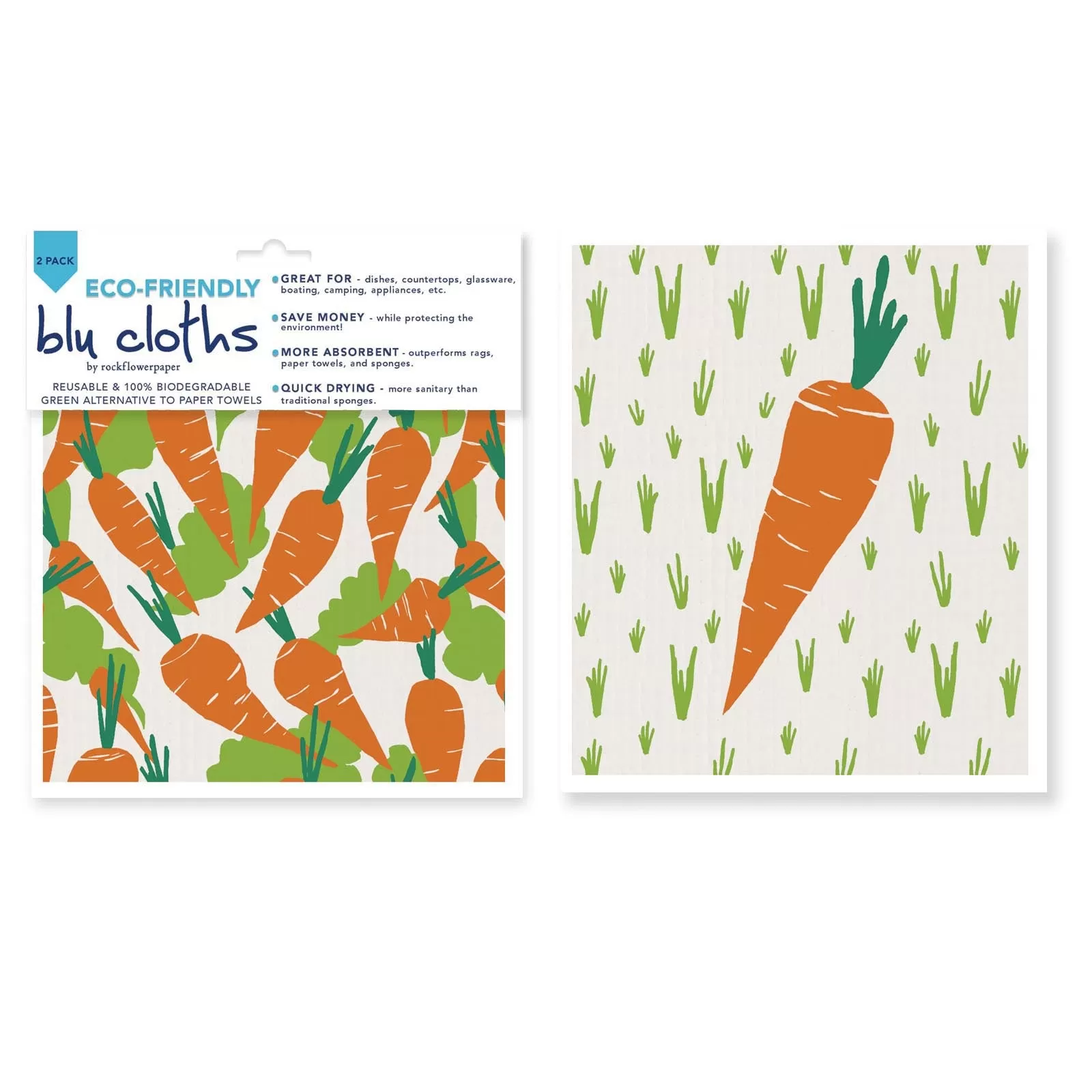 Carrots Blu Eco-Friendly blu Sponge Cloth - Set of 2