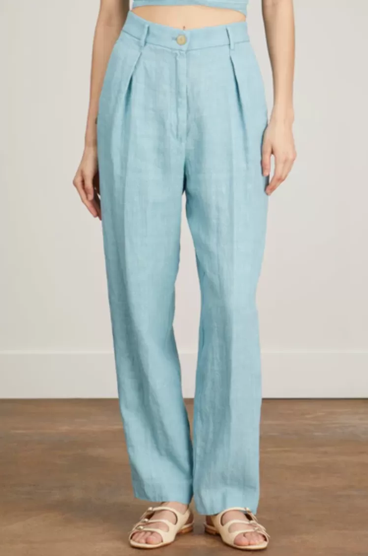 Chic Linen Canvas High Waist Pants