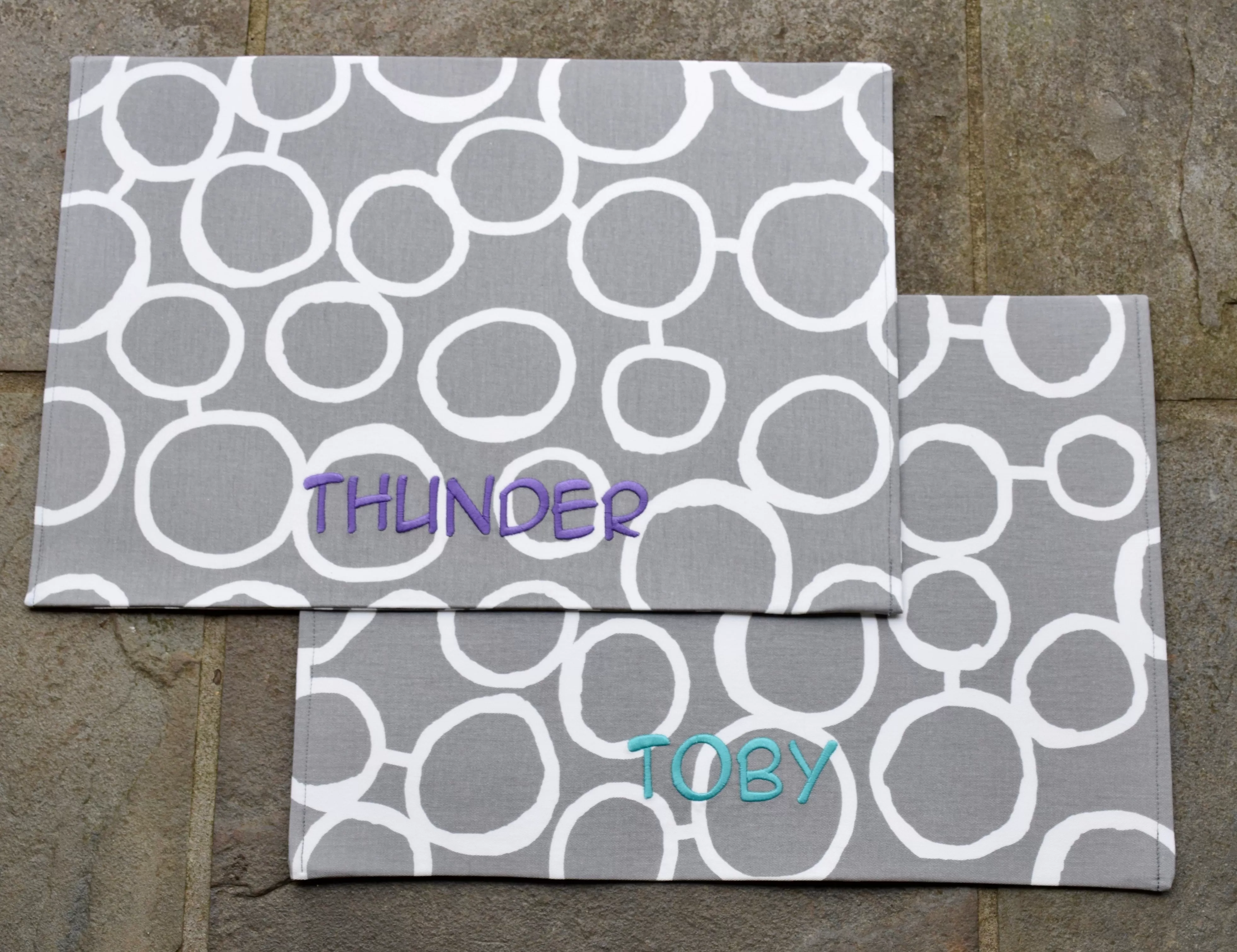 Circles Dog Bowl Placemats with Personalization