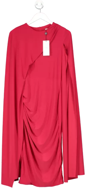 Club L Red Marysol Asymmetric Cape Midi Dress UK 12