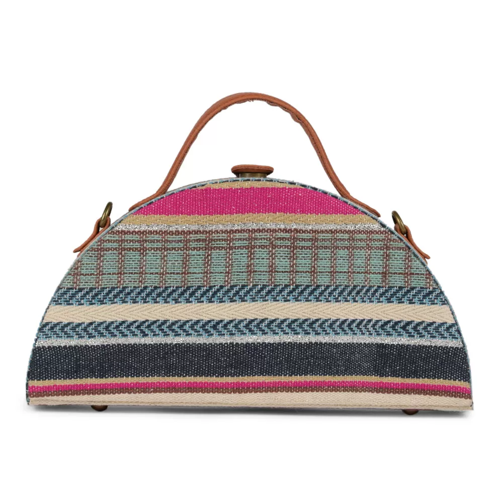 Colored Dhaka handcrafted Semi circle clutch bag