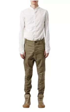 Cotton Blend High Rise Tapered Trousers