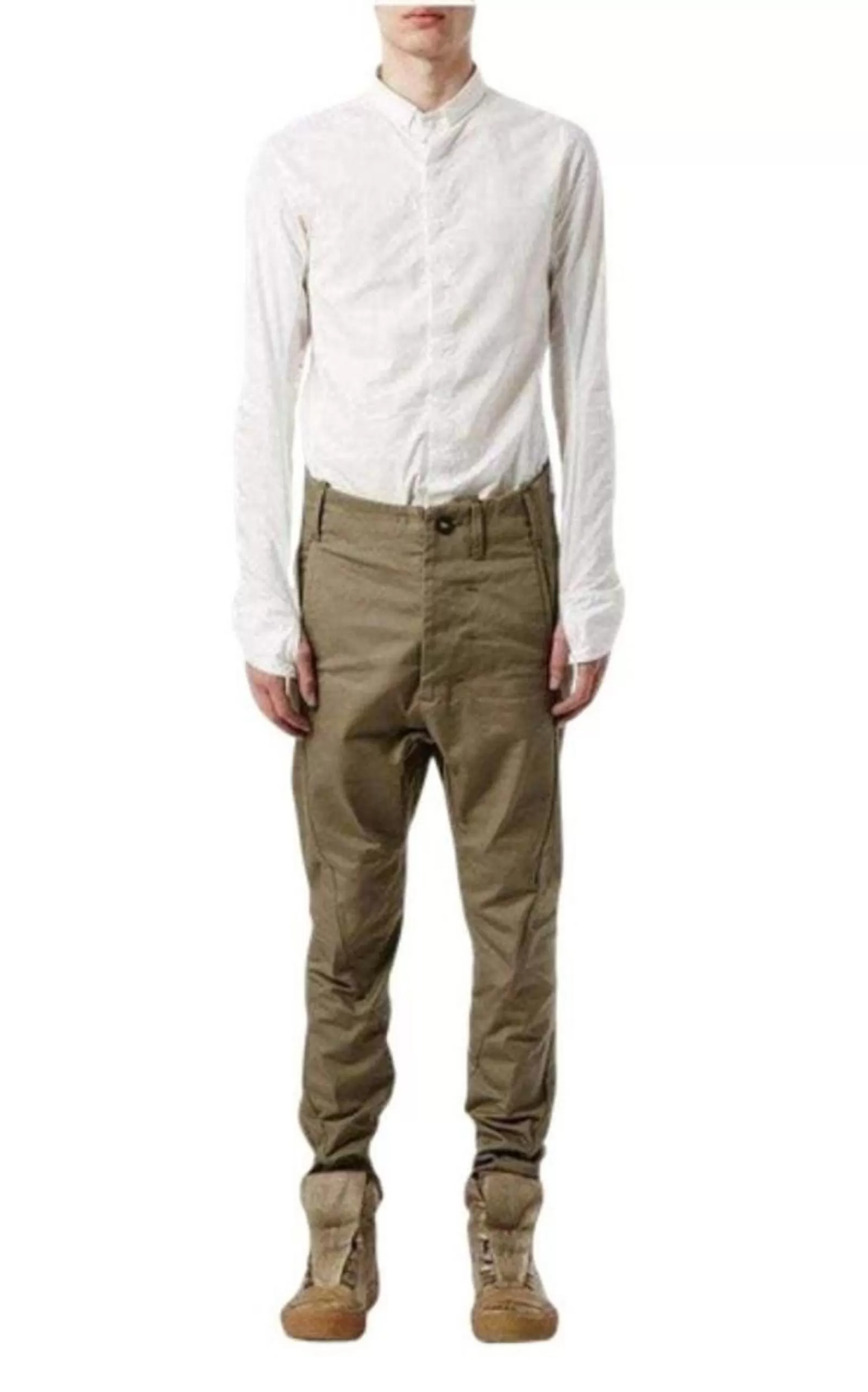 Cotton Blend High Rise Tapered Trousers