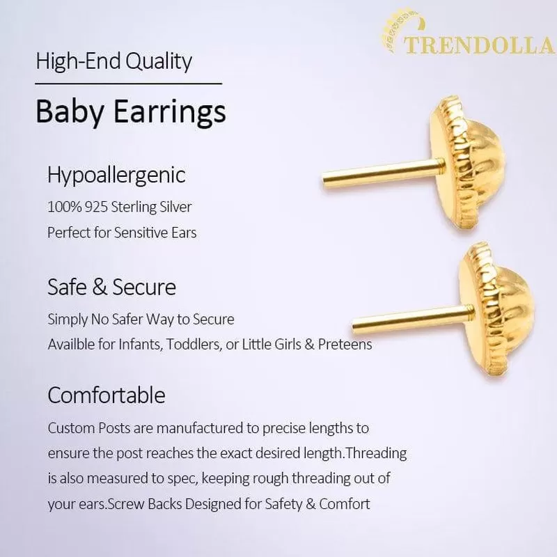 Delicate Cubic Zirconia Heart 4mm Baby Children Screw Back Earrings