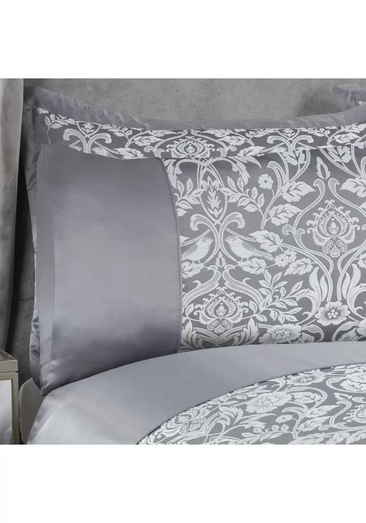 Embellished Jacquard Duvet Set - Silver