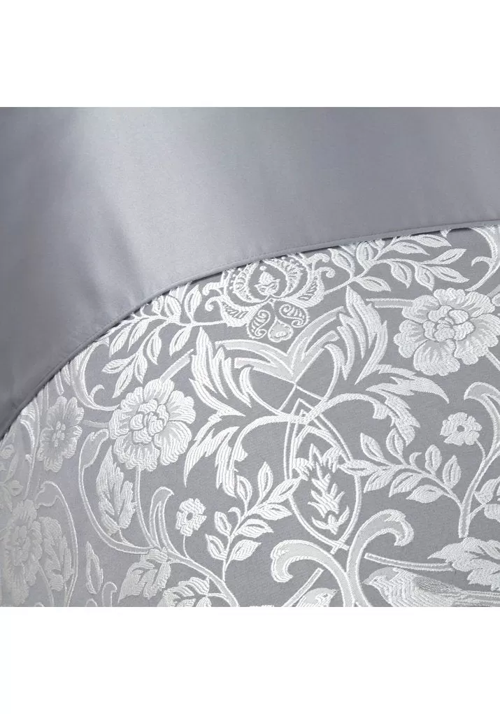 Embellished Jacquard Duvet Set - Silver