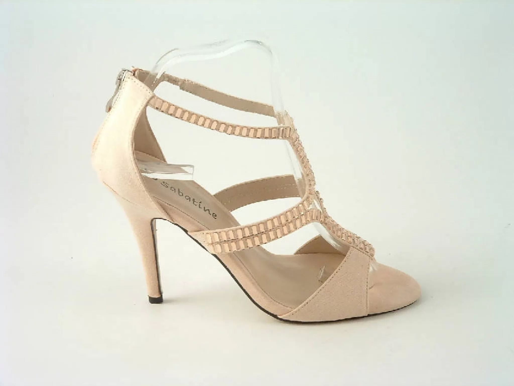 Glitz Shoes Sandal Faux Suede Pink, Grey Sabatiné High Heel