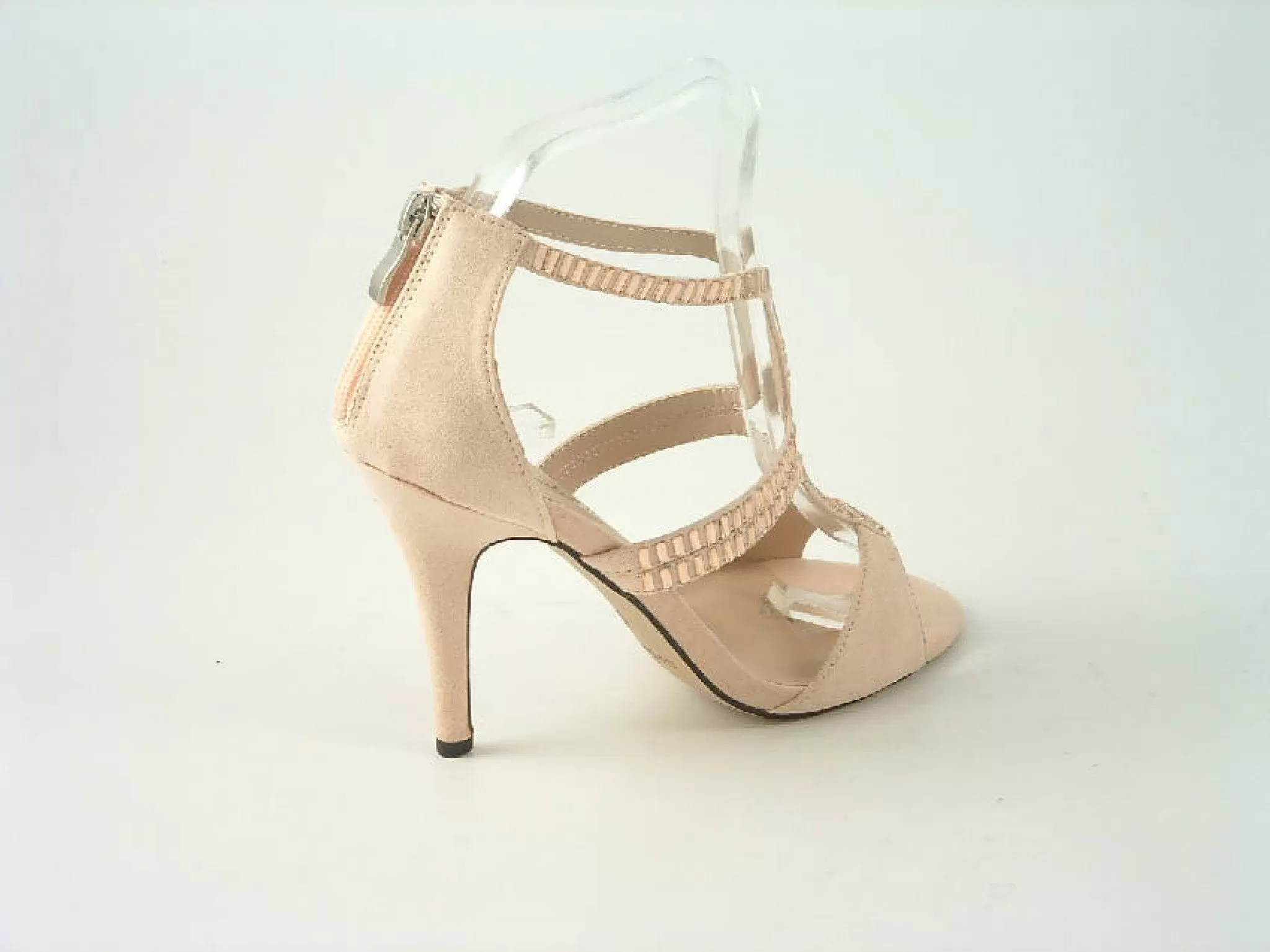 Glitz Shoes Sandal Faux Suede Pink, Grey Sabatiné High Heel