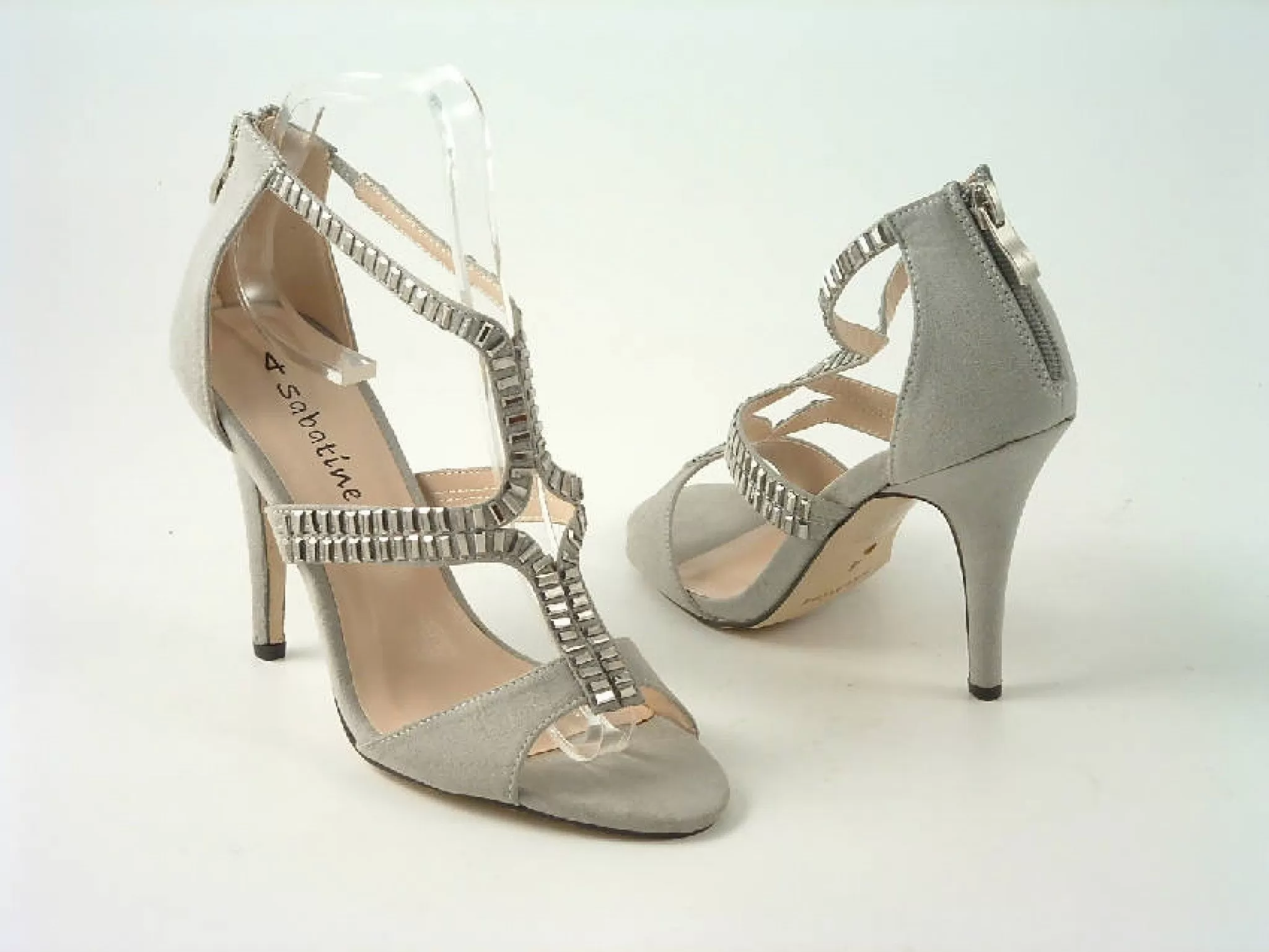 Glitz Shoes Sandal Faux Suede Pink, Grey Sabatiné High Heel