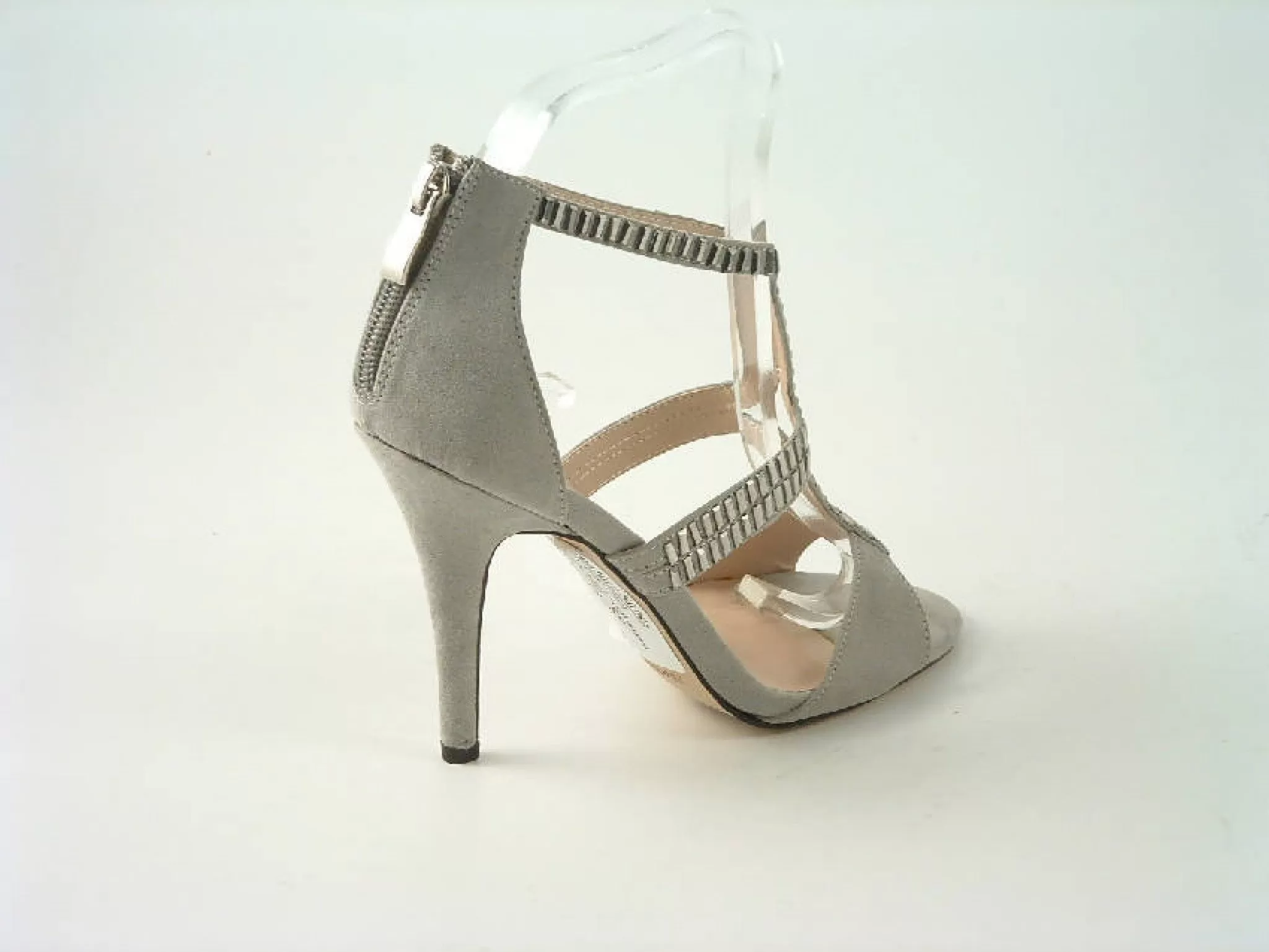 Glitz Shoes Sandal Faux Suede Pink, Grey Sabatiné High Heel