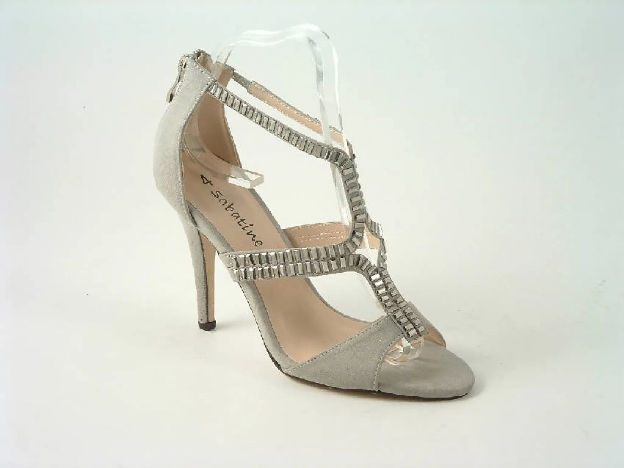 Glitz Shoes Sandal Faux Suede Pink, Grey Sabatiné High Heel