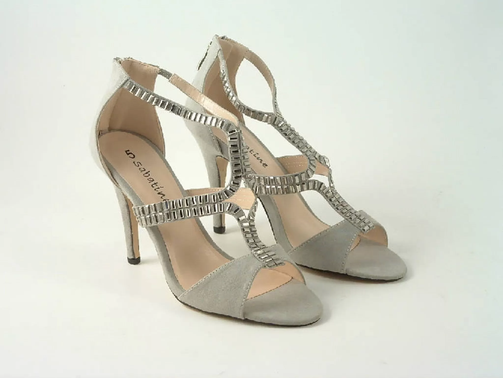 Glitz Shoes Sandal Faux Suede Pink, Grey Sabatiné High Heel