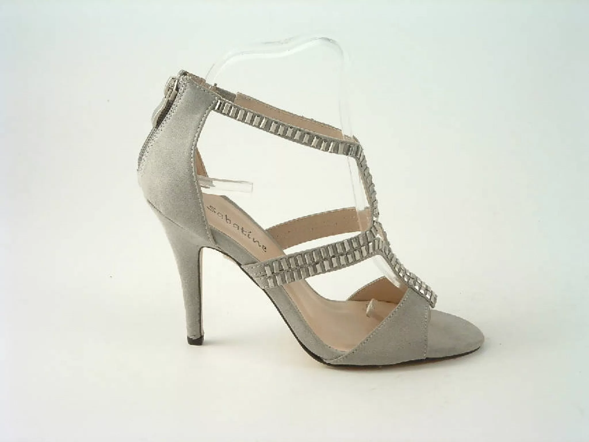 Glitz Shoes Sandal Faux Suede Pink, Grey Sabatiné High Heel