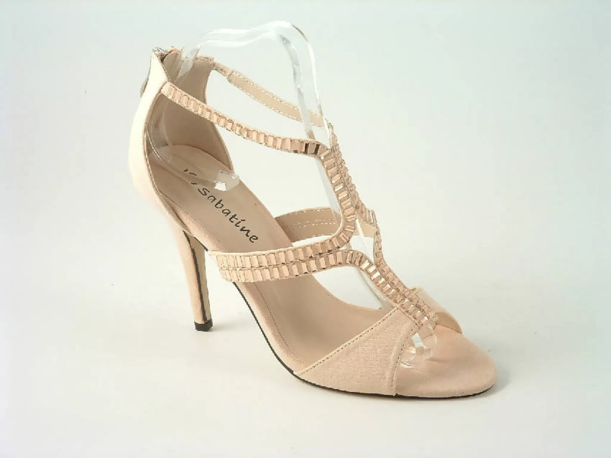 Glitz Shoes Sandal Faux Suede Pink, Grey Sabatiné High Heel