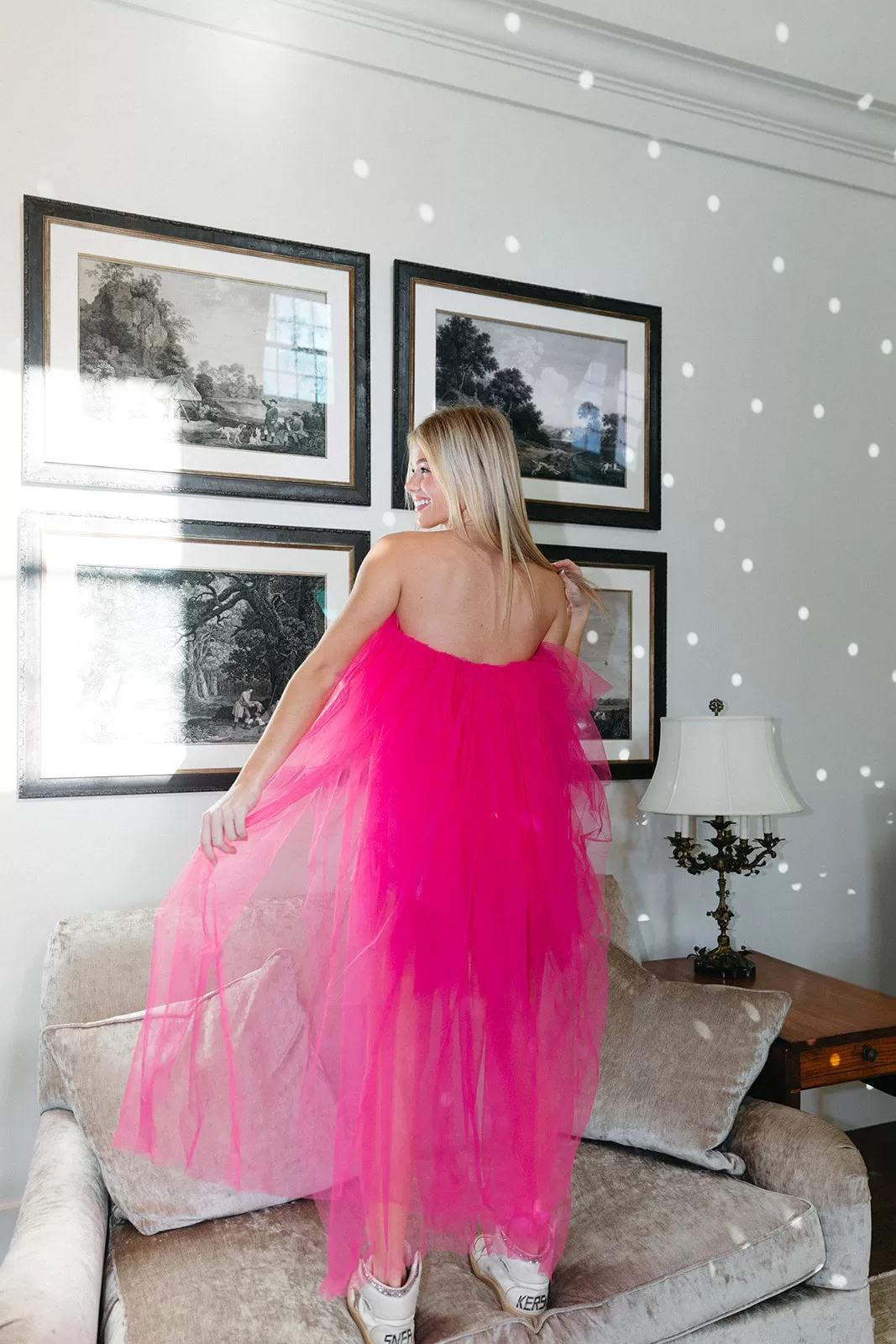 Highs And Lows Tulle Top - Hot Pink