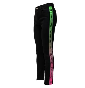 Homme Femme-Tesla Black Denim (Green/Pink)