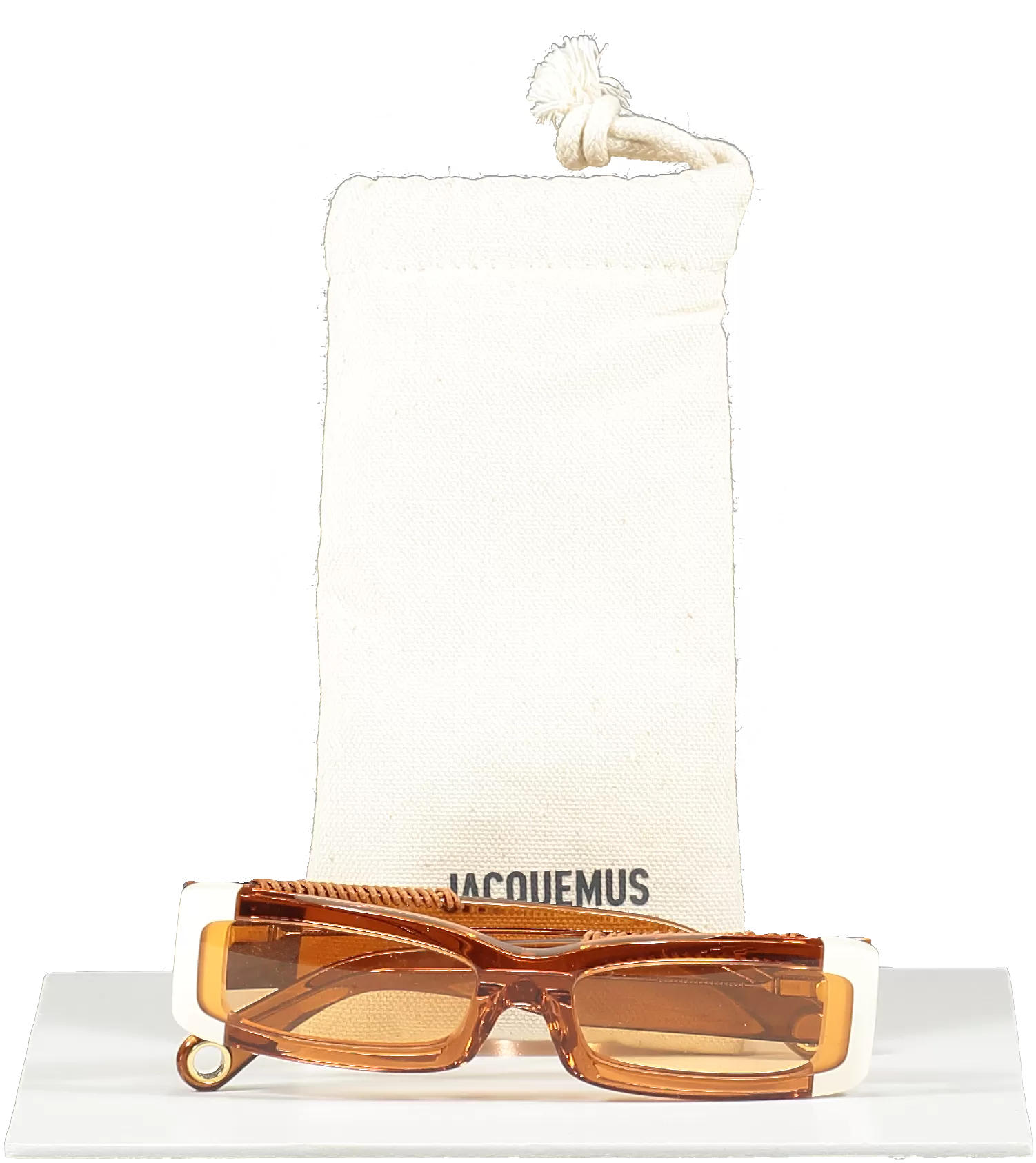 JACQUEMUS Brown Les Lunettes 97 Rectangular-frame Sunglasses in case