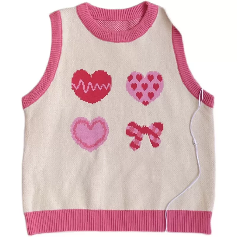 Japanese CUTE pink heart student versatile vest BY9023