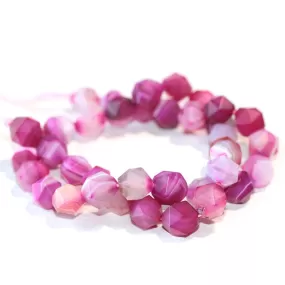 MATTE Pink Sardonyx (dyed) 10mm Star Cut Round - 15-16 Inch