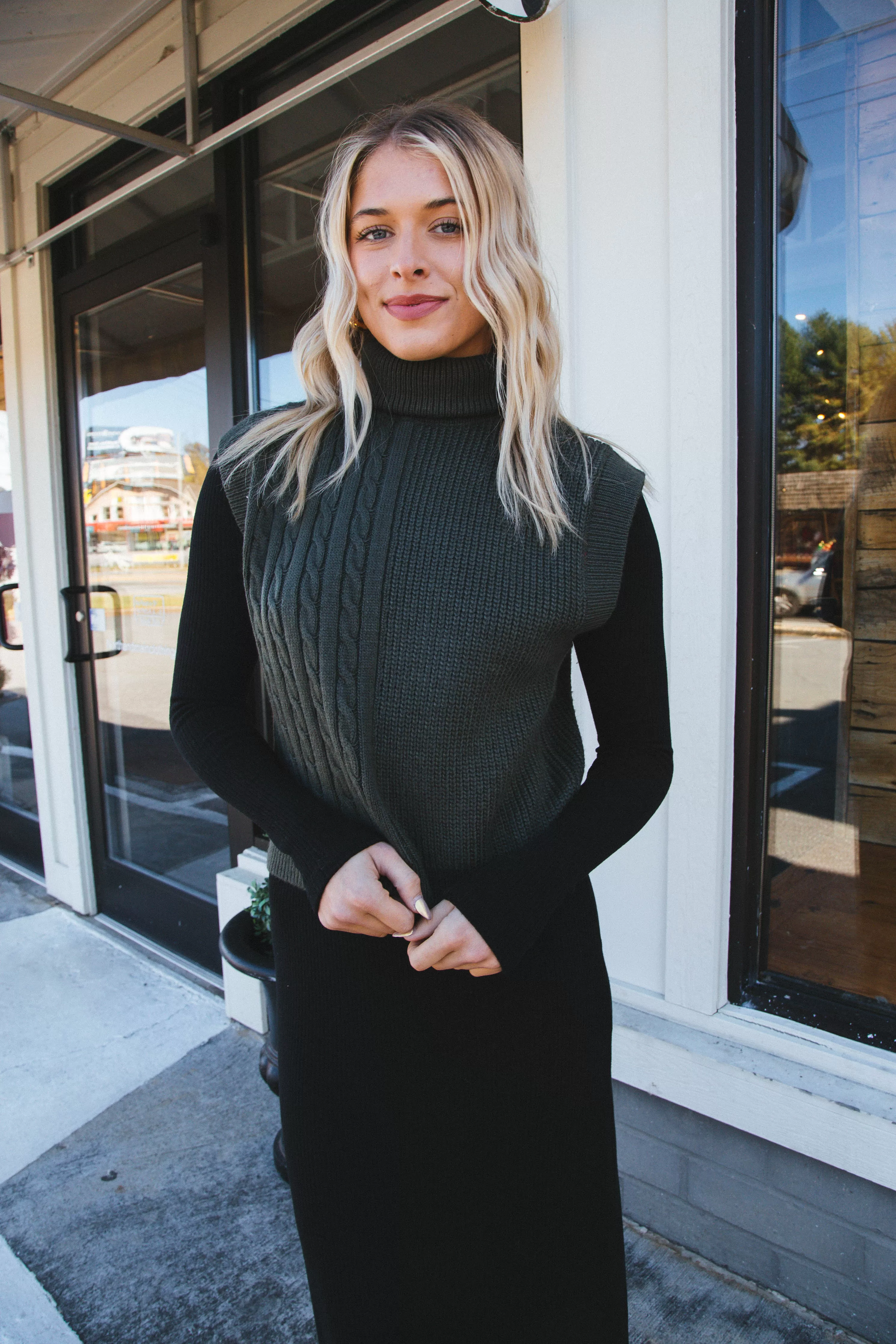 McKinley Turtle Neck Sweater Vest, Dark Green