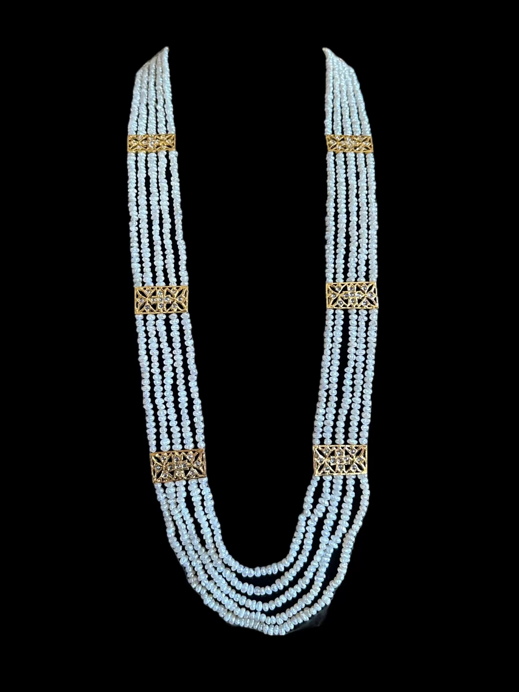 Naira fresh water pearl rani haar in  gold plated silver ( SHIPS IN 4 WEEKS )