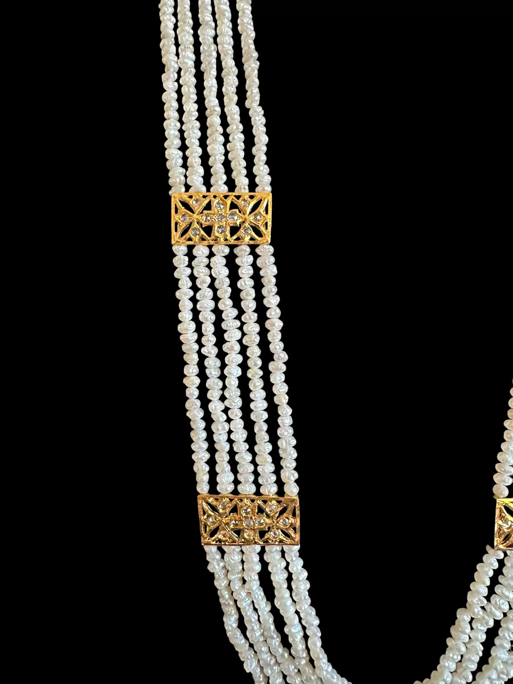 Naira fresh water pearl rani haar in  gold plated silver ( SHIPS IN 4 WEEKS )