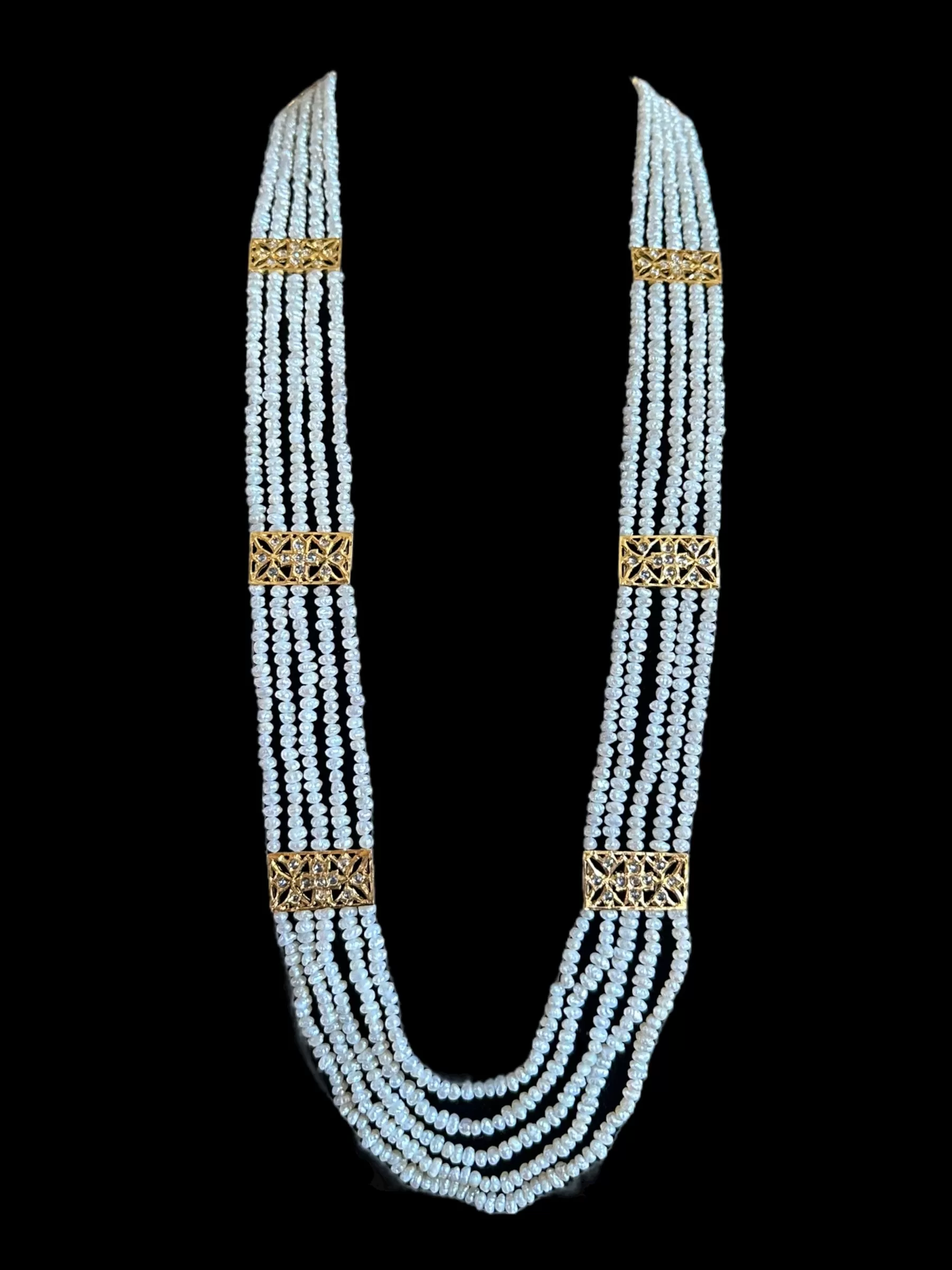 Naira fresh water pearl rani haar in  gold plated silver ( SHIPS IN 4 WEEKS )