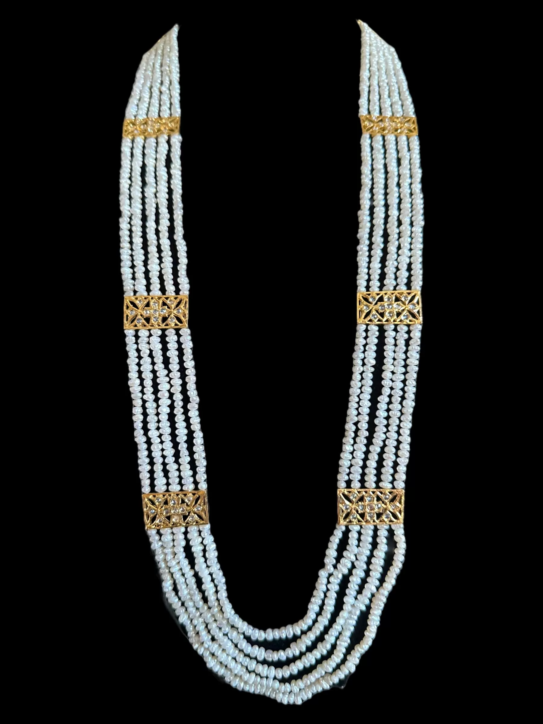 Naira fresh water pearl rani haar in  gold plated silver ( SHIPS IN 4 WEEKS )