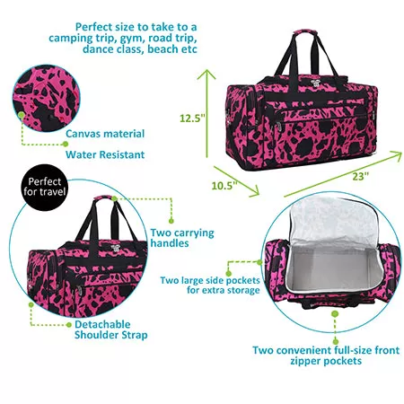 Neon Cow Hot Pink NGIL Canvas 23 Duffle Bag