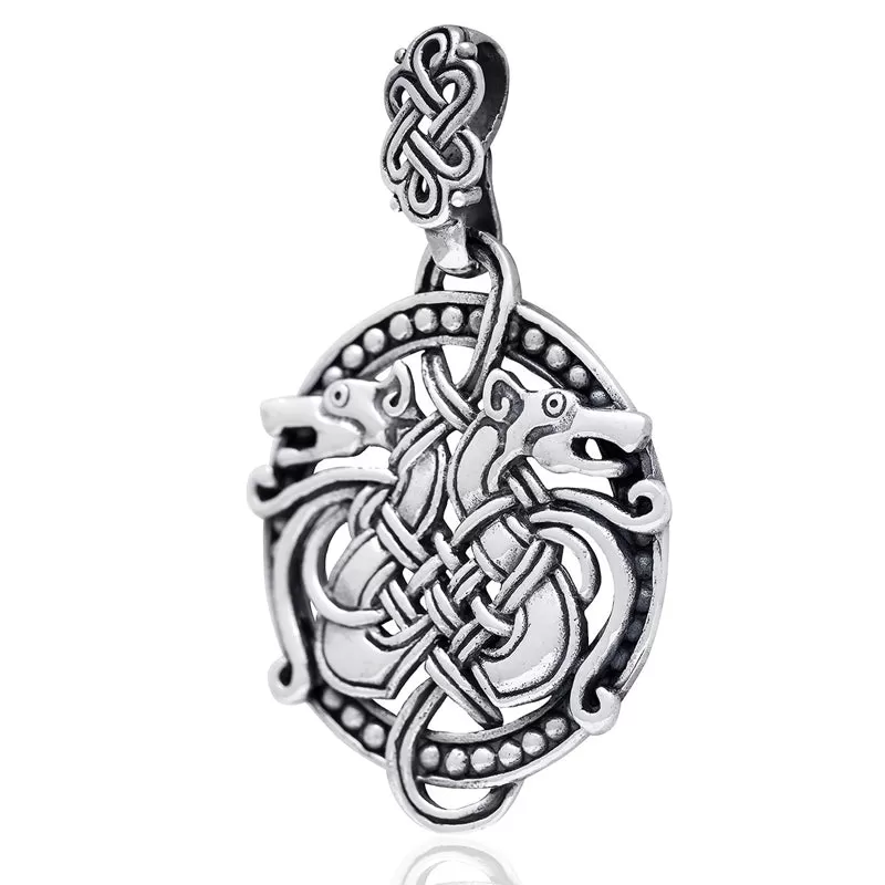 Odin's Wolves Pendant - Sterling Silver