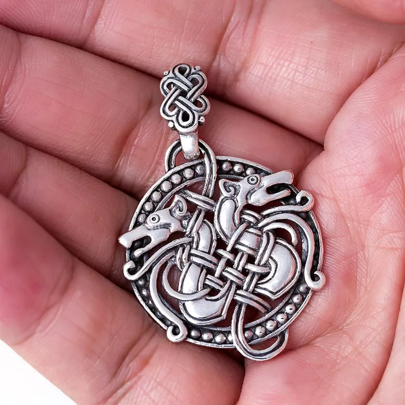 Odin's Wolves Pendant - Sterling Silver